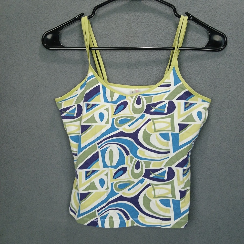 Angelie Cropped Tank Top Womens Medium Multicolor Abstract Spaghetti Strap